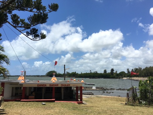 Hindu temple by the ocean at Poudre d'Or, Mauritius