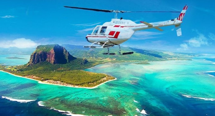 Enjoy a helicopter ride in Mauritius and see the Morne and the underwater waterfall